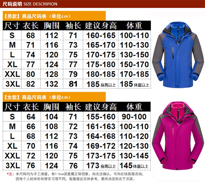 情侶款套絨兩件套沖鋒衣-男大紅色(圖5) 情侶款套絨兩件套沖鋒衣-男大紅色(圖5)